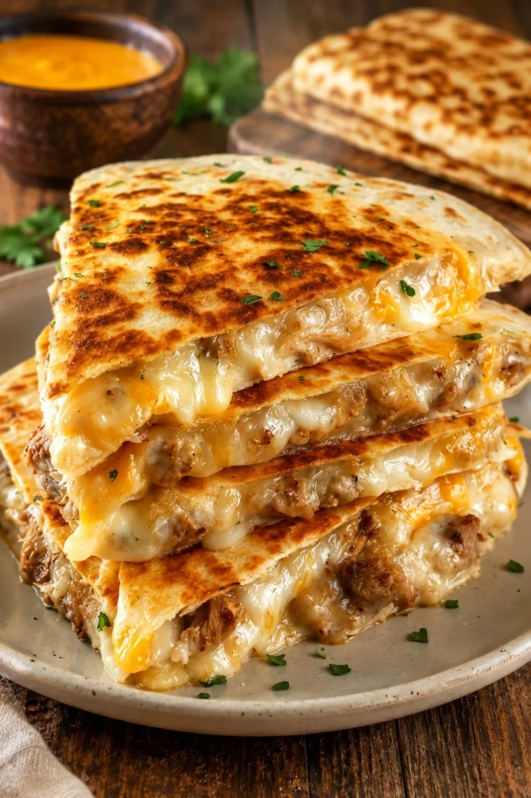 Delicious chicken quesadillas with cheese and fresh ingredients