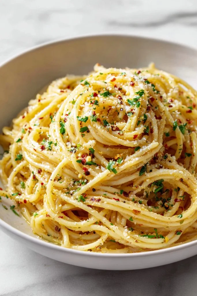 Delicious Cowboy Butter Pasta topped with fresh herbs and spices