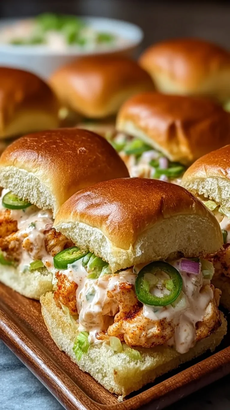 A tray of golden brown Creamy Cajun Chicken Sliders with melted cheese.