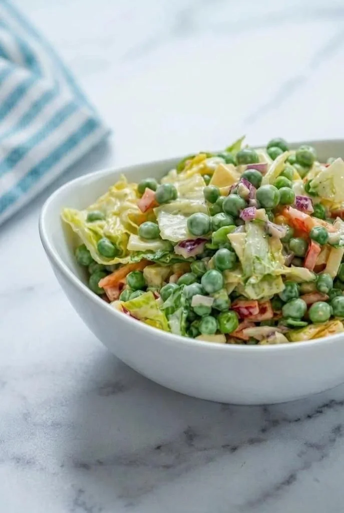 Creamy Layered Dublin Salad with fresh vegetables and layers of creamy dressing