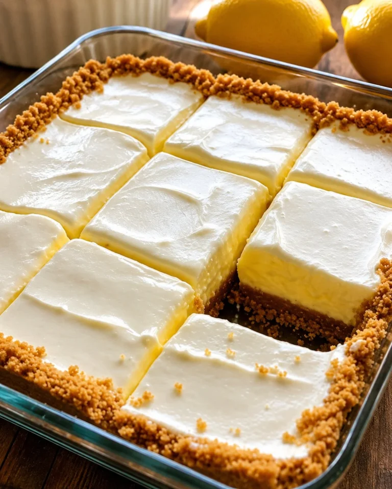 Delicious creamy lemon squares with a buttery crust and zesty lemon filling