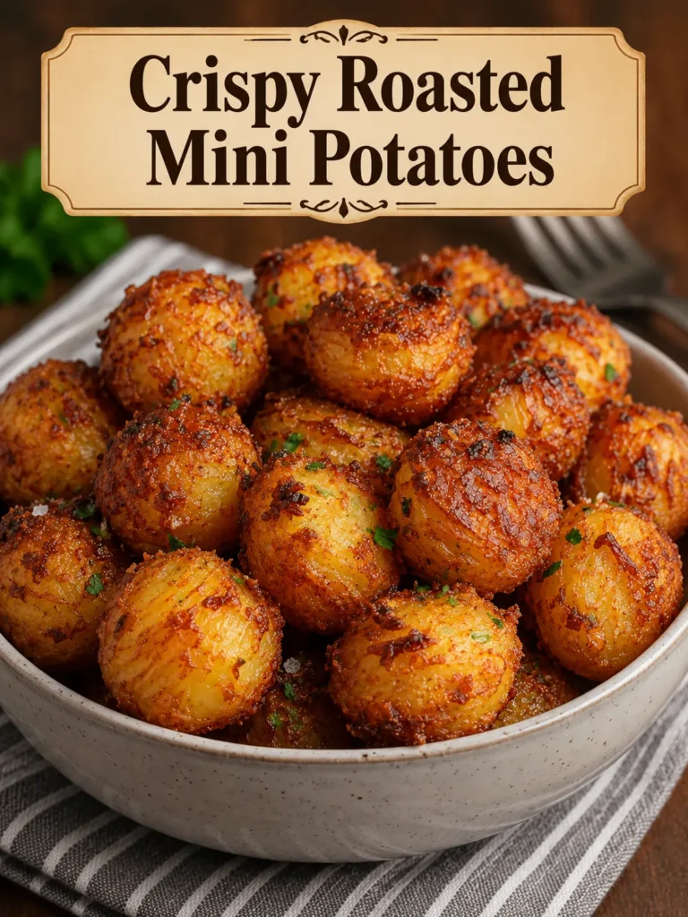 Crispy Parmesan Potato Bites baked until golden brown with a crunchy cheesy crust.