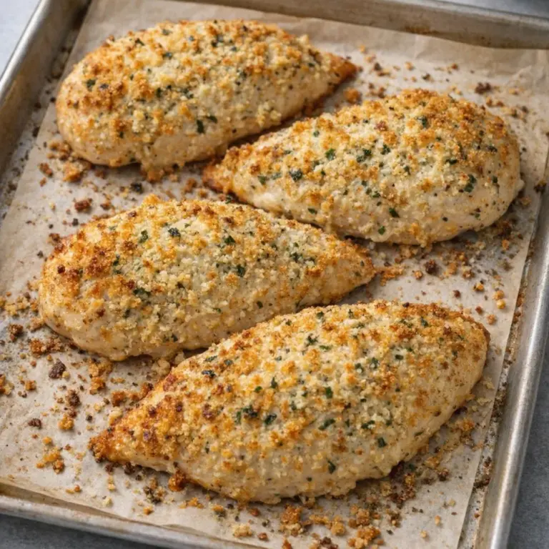 Crispy Ranch Sheet Pan Chicken served with veggies on a baking tray
