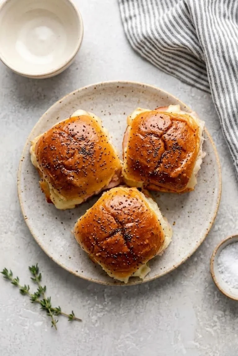 Delicious Crockpot BBQ Ham Sliders served on a plate with garnish