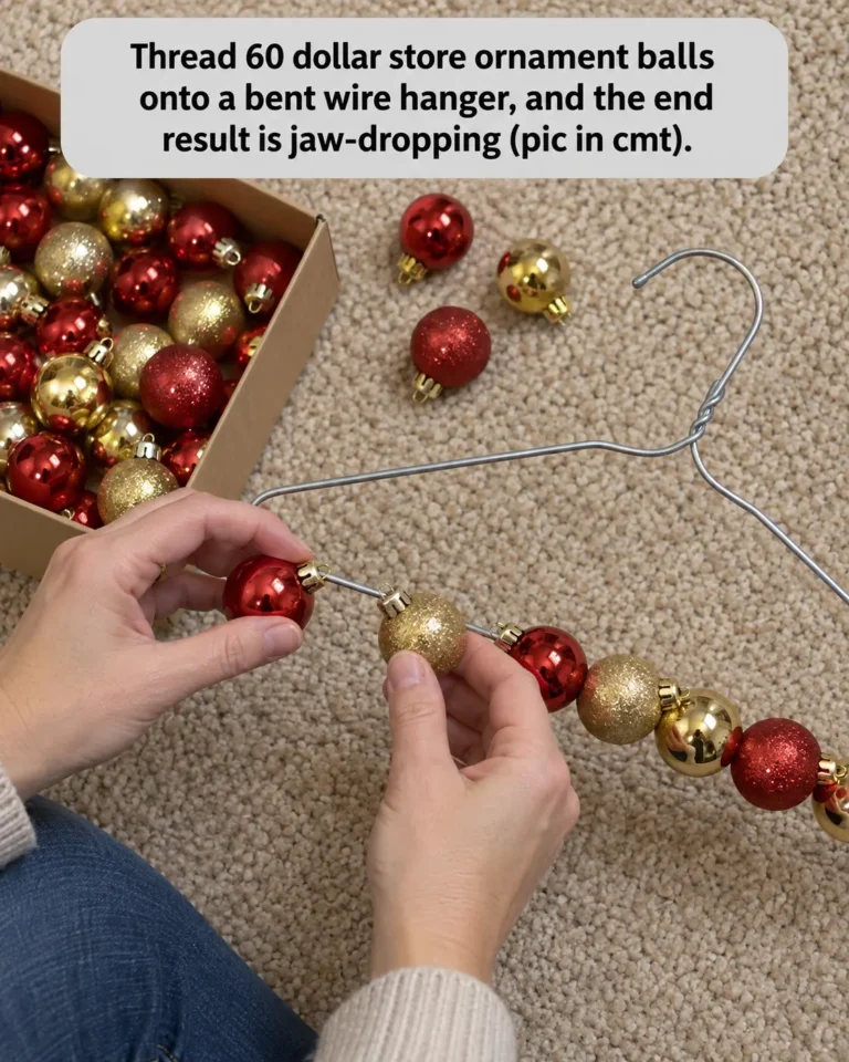 Finished red and gold Christmas ornament wreath with a decorative ribbon bow.
