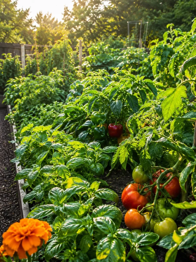 Gardener spraying plants with an Epsom salt and dish soap garden spray