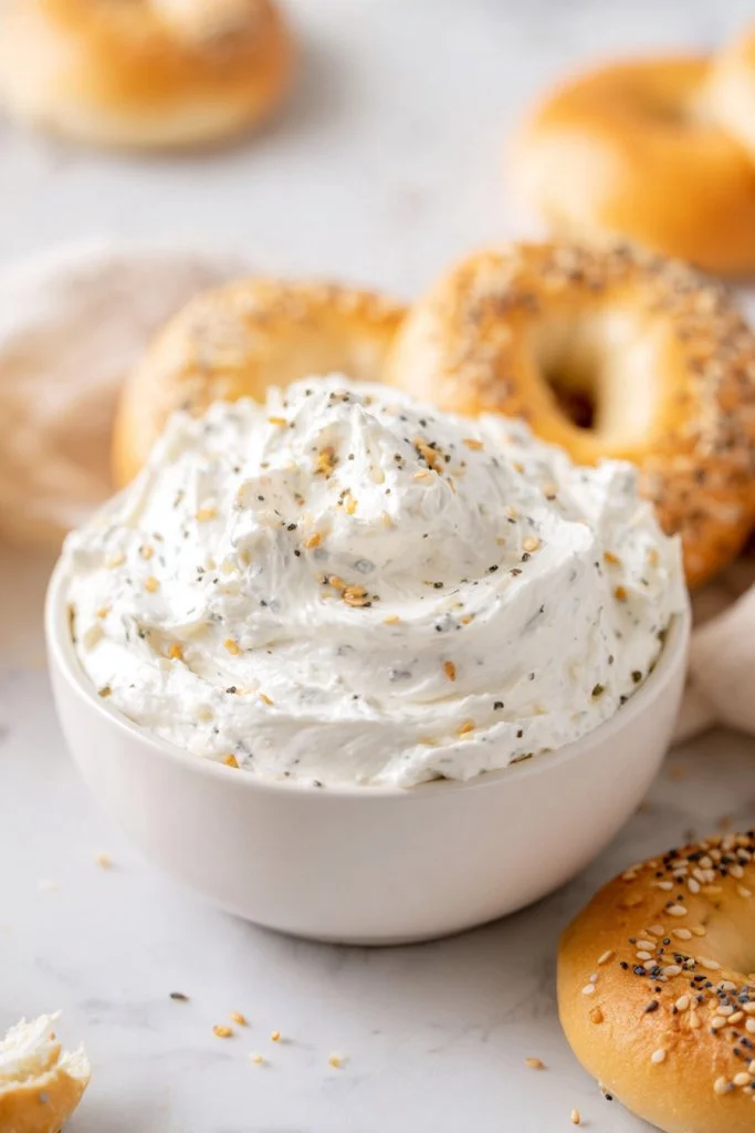 Creamy Everything Bagel Dip served with fresh vegetables and crackers.