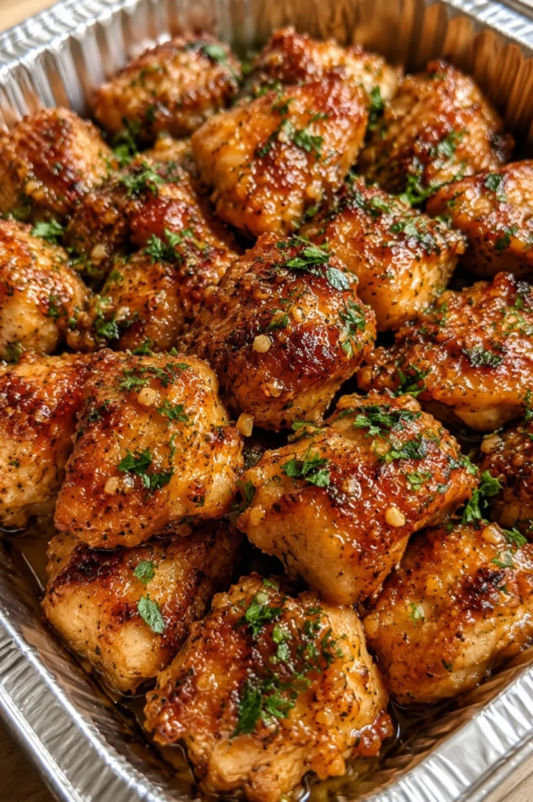 Delicious Garlic Butter Chicken Bites served on a platter