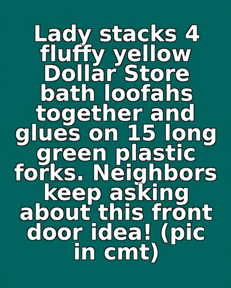 Yellow loofahs and green plastic forks for a giant pineapple door hanger