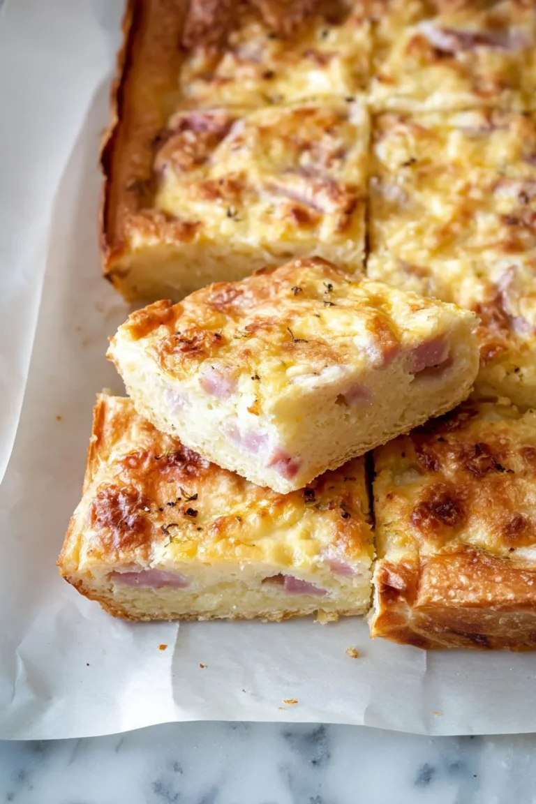 Delicious Greek ham and cheese pie with crispy pastry and savory filling