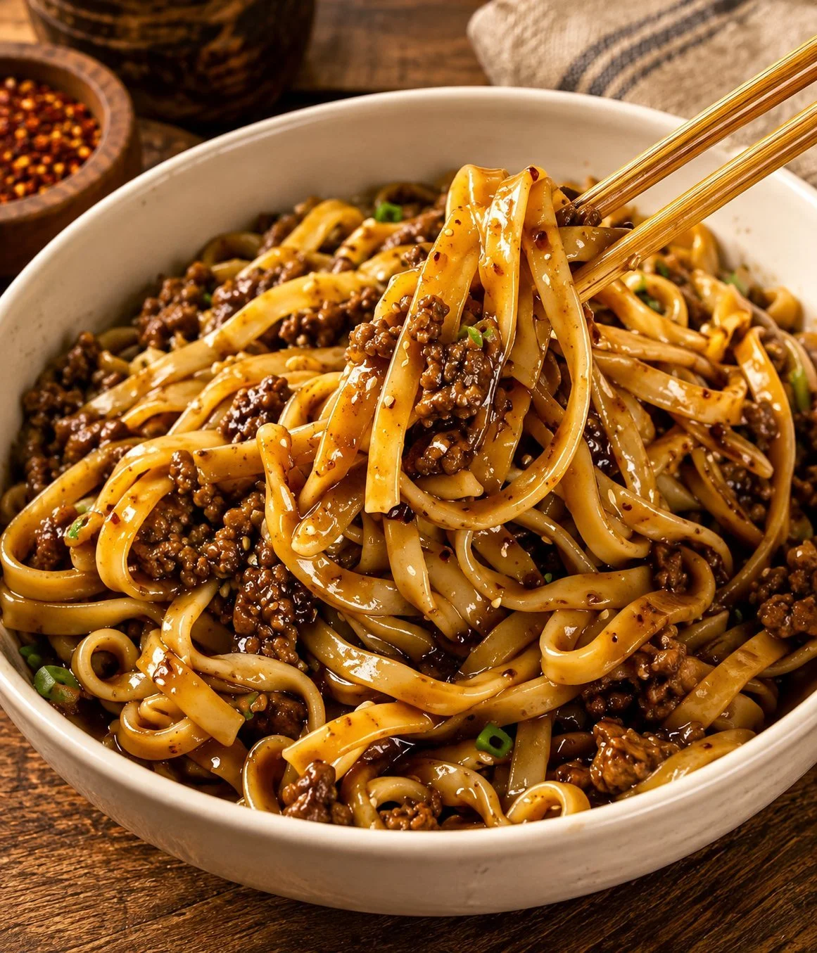 Delicious Ground Beef Lo Mein with colorful vegetables and noodles