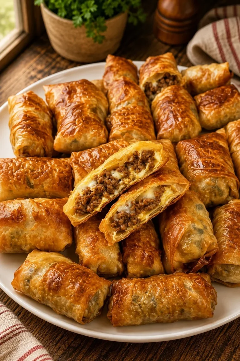 Plate of homemade Chinese egg rolls served with dipping sauce