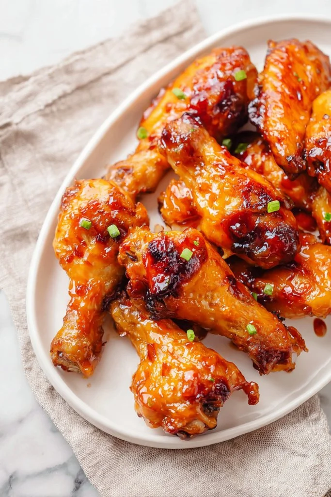 Honey Glazed Chicken Wings coated in a sticky honey glaze, ideal for appetizers