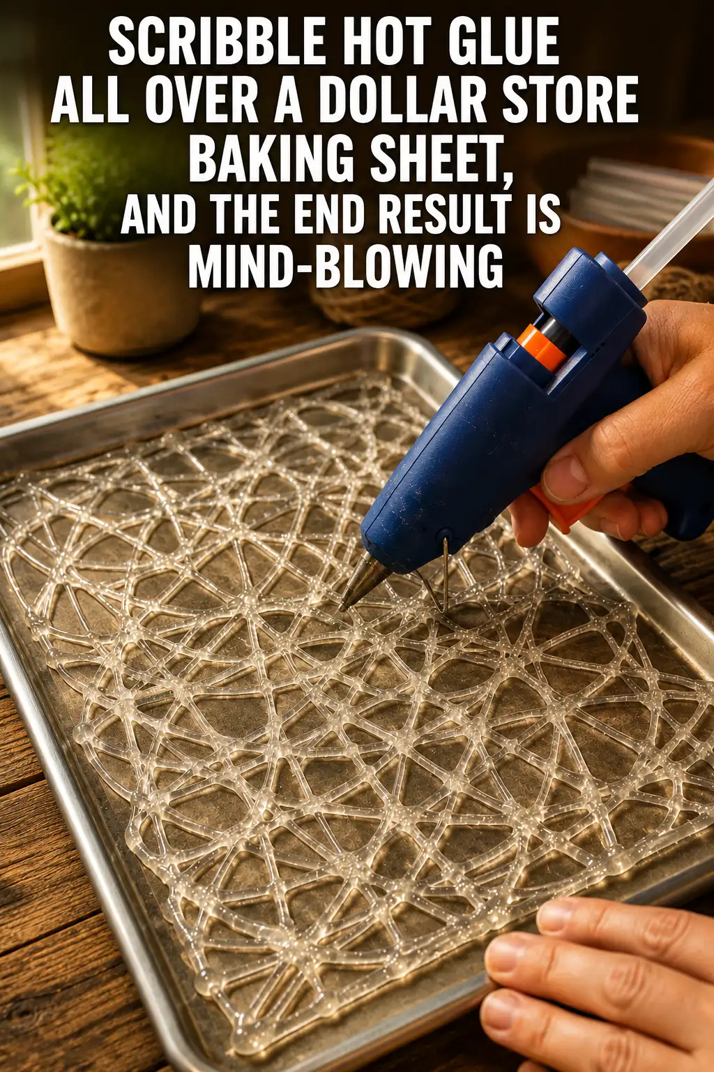 hot glue spiderweb on parchment paper
