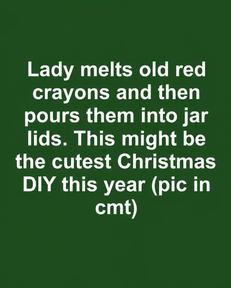 DIY Christmas ornaments made from melted red crayons inside mason jar lids decorated with ribbon and pine sprigs