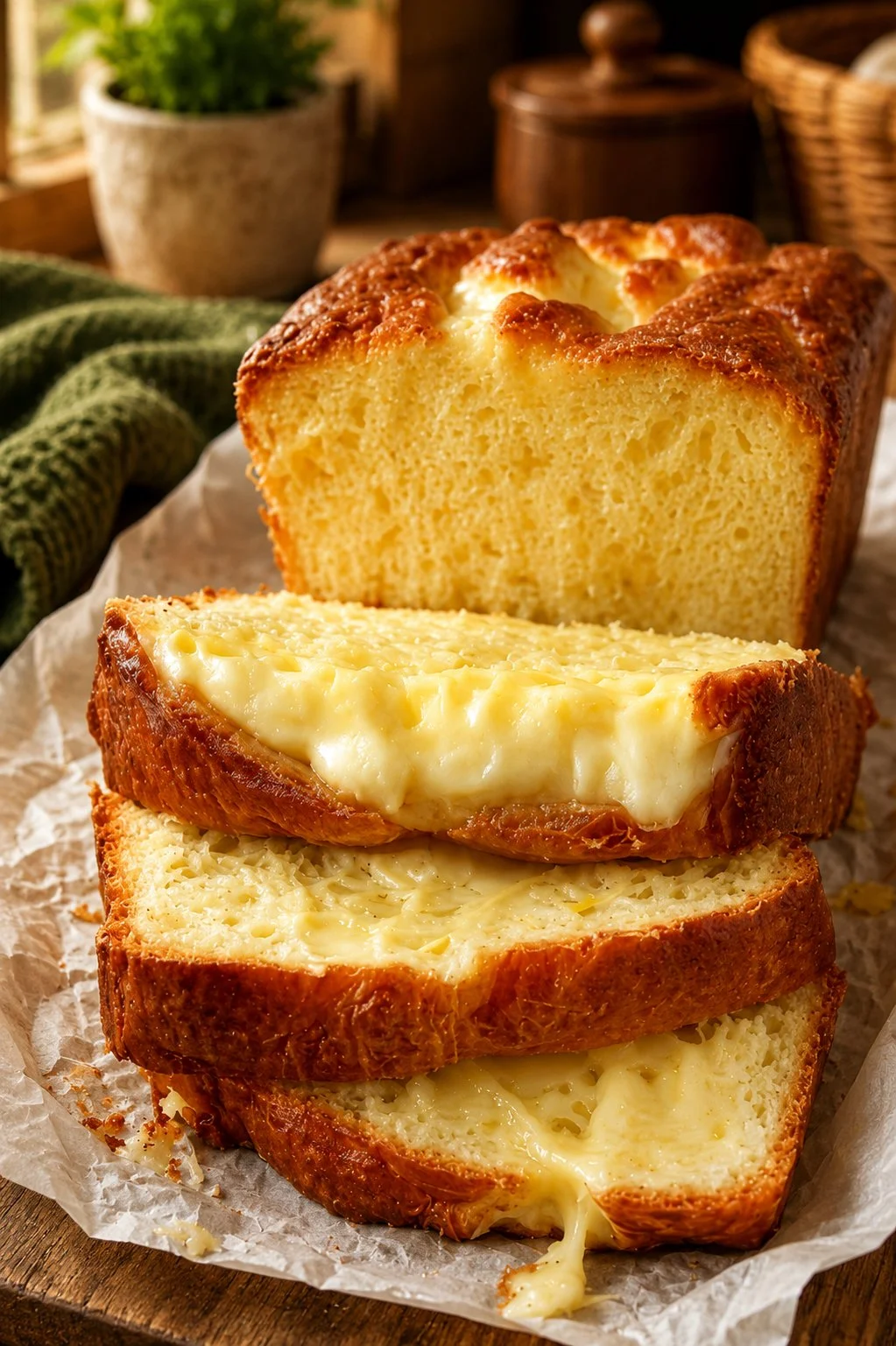 Delicious slice of Lemon Cream Cheese Bread with a vibrant lemon glaze