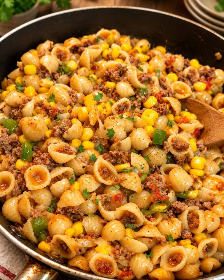 Plate of Little Shells filled with ground beef and topped with marinara
