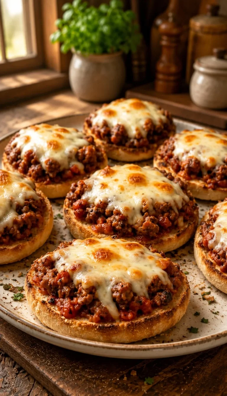 Loaded pizza burgers with melted cheese and toppings on a grill