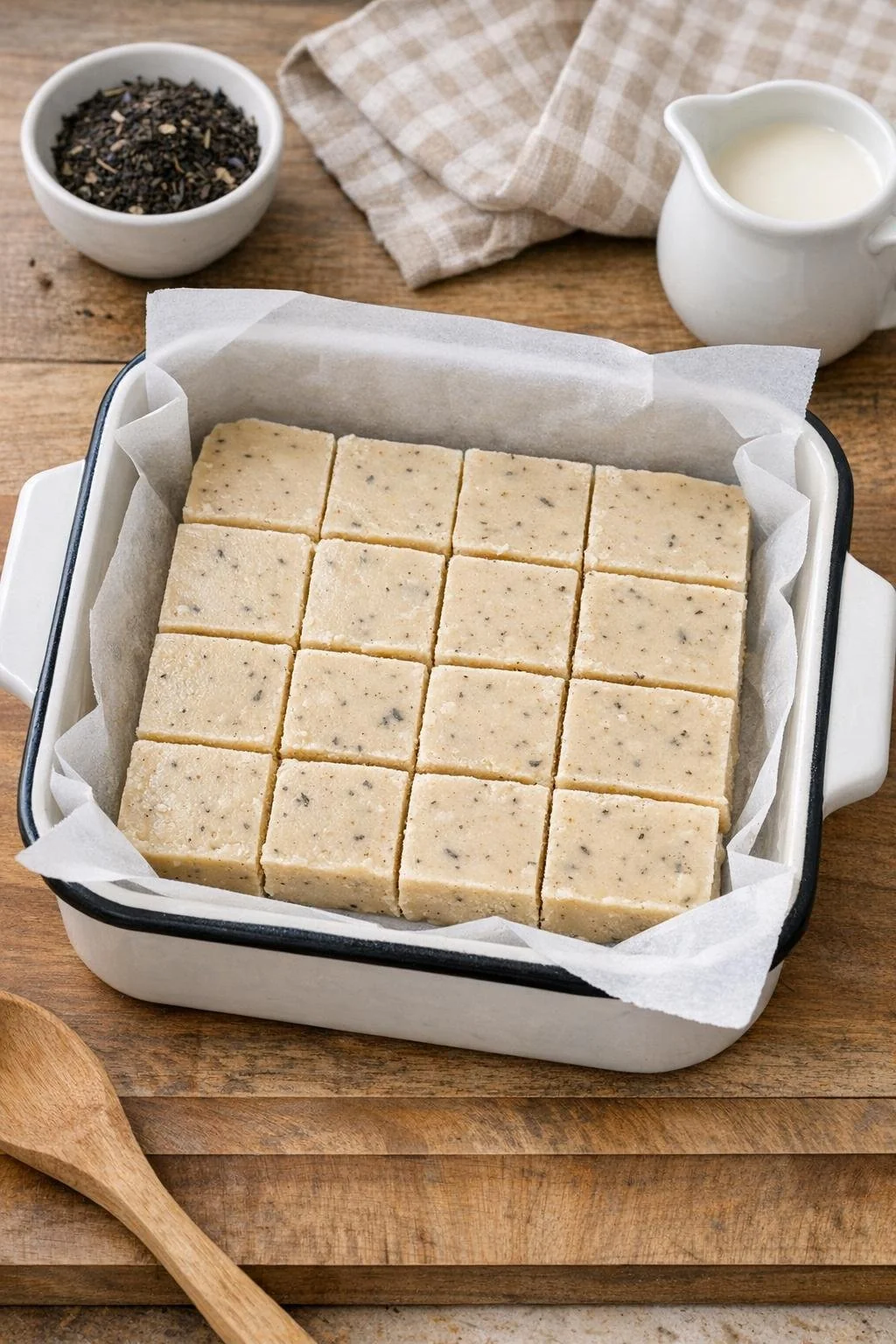 Small baking pan lined with parchment for fudge