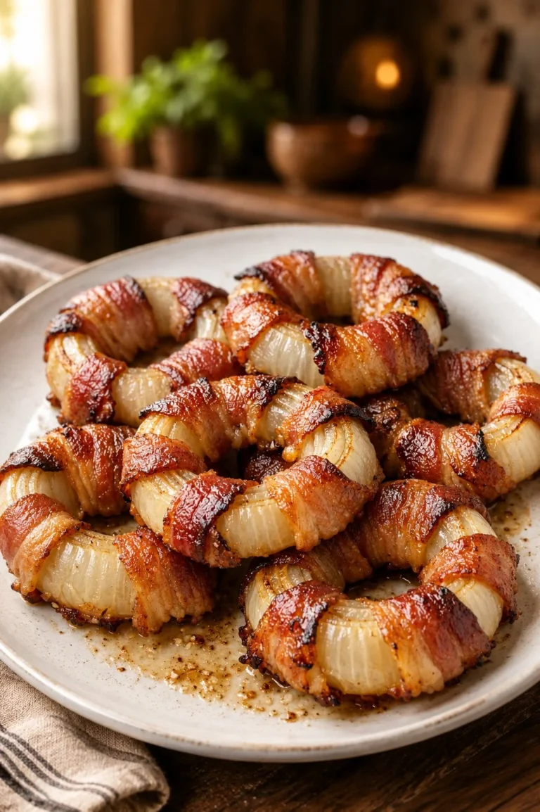 Low Carb Bacon Onion Bakes with crispy bacon and caramelized onions