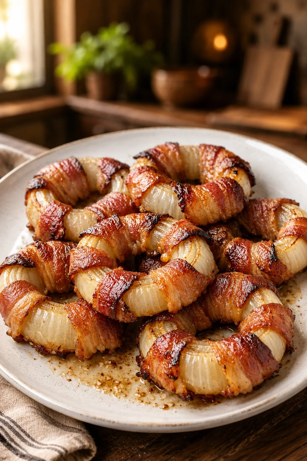 Low Carb Bacon Onion Bakes with crispy bacon and caramelized onions