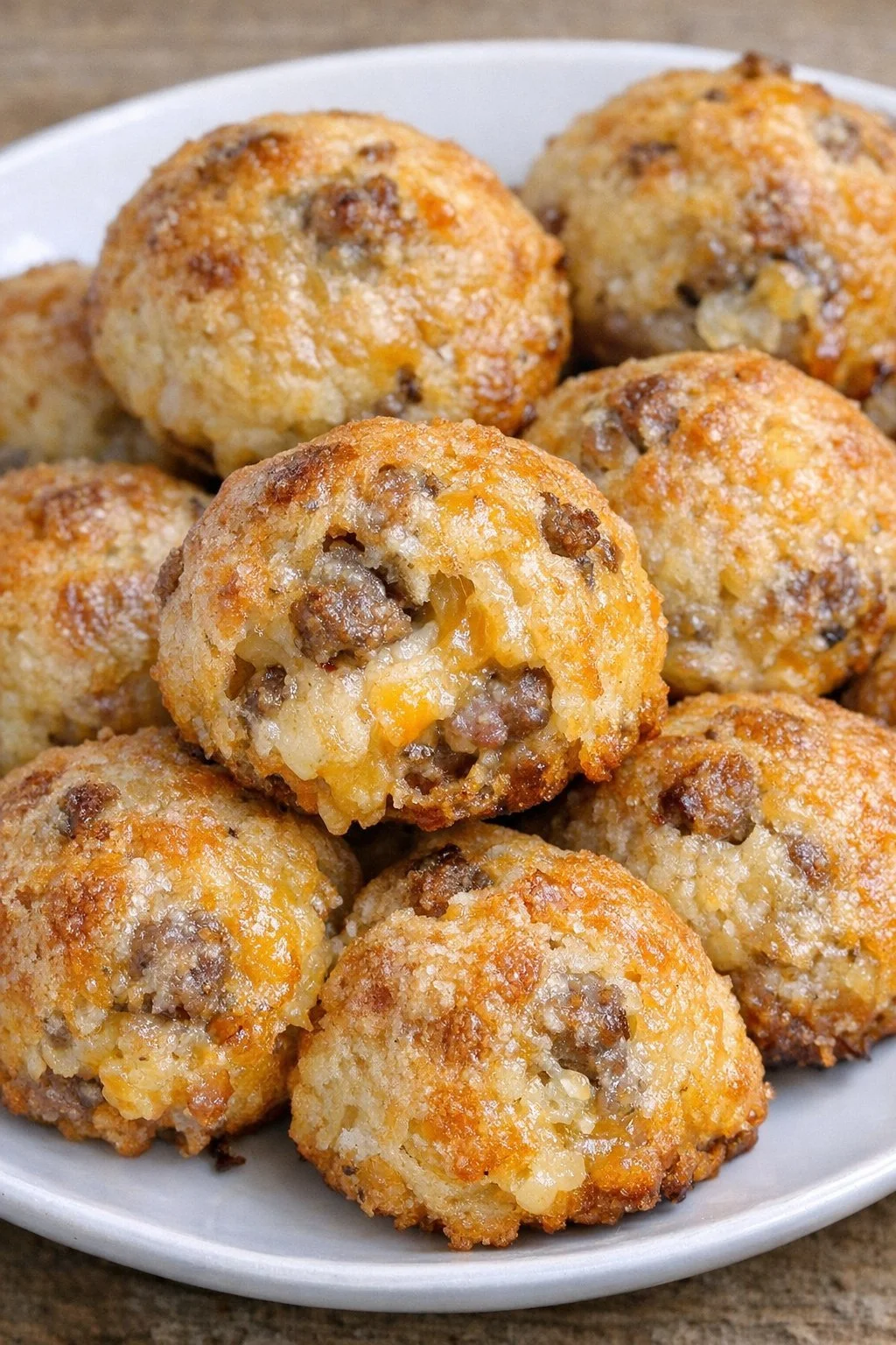 Delicious low carb sausage cheese bombs on a platter, perfect for snacking.