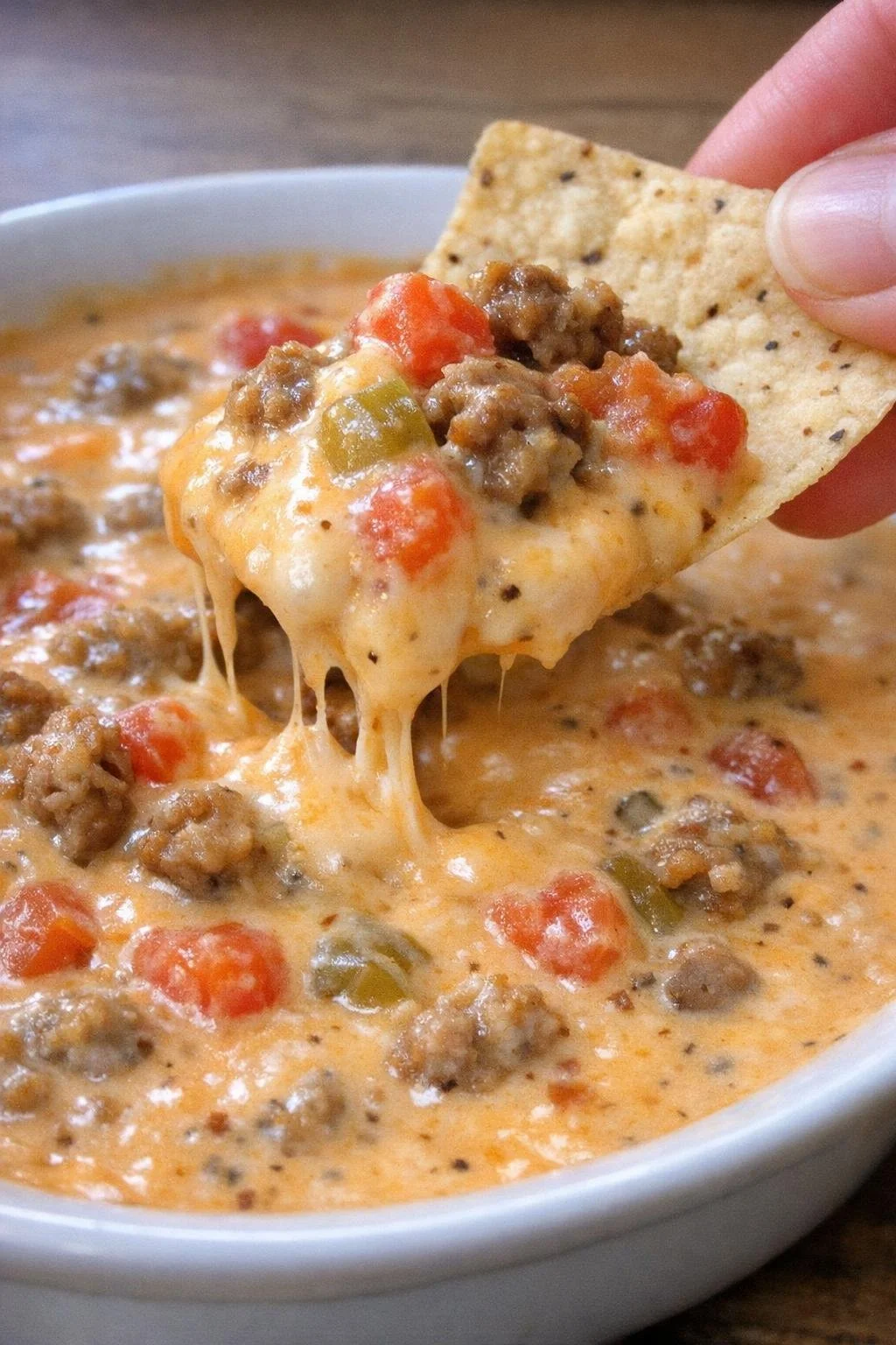 Low Carb 3-Ingredient Sausage Cream Cheese Dip served in a bowl