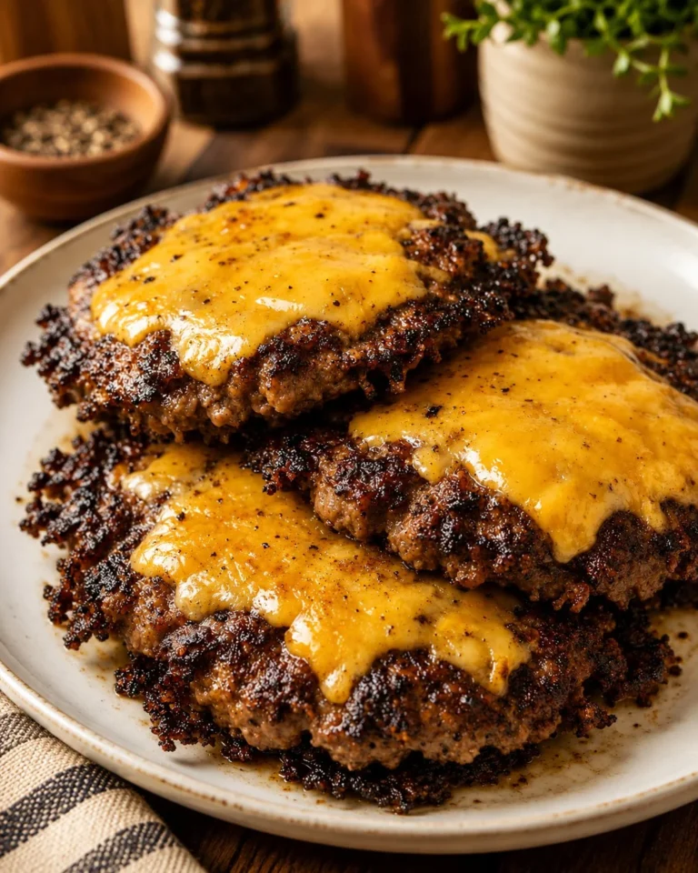 Low carb 3-ingredient smash burger patties on a plate