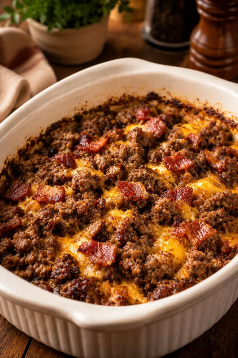 Low carb cheeseburger skillet made with four simple ingredients