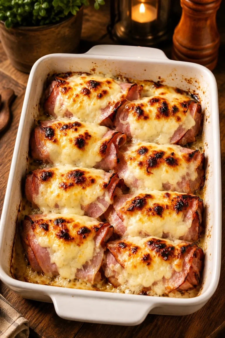 Low Carb Ham and Cheese Bakes served on a plate with herbs