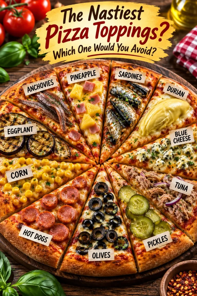 11 nastiest pizza toppings including anchovies, pineapple, olives, sardines, and pickles on pizza