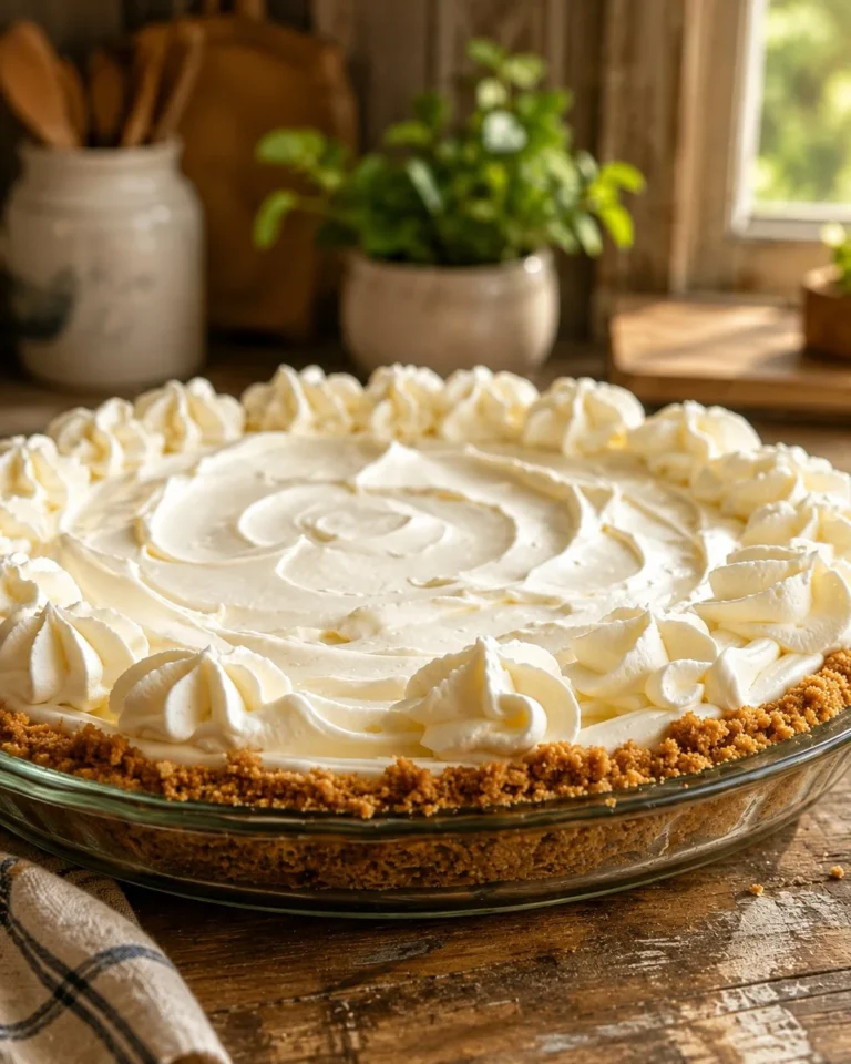 No-bake cream cheese lemonade pie with lemon slices and whipped cream topping