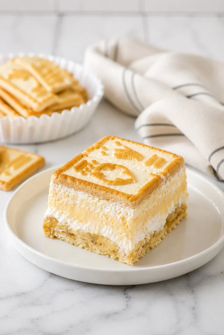 Delicious Not Your Mama's Banana Pudding dessert in a serving dish.