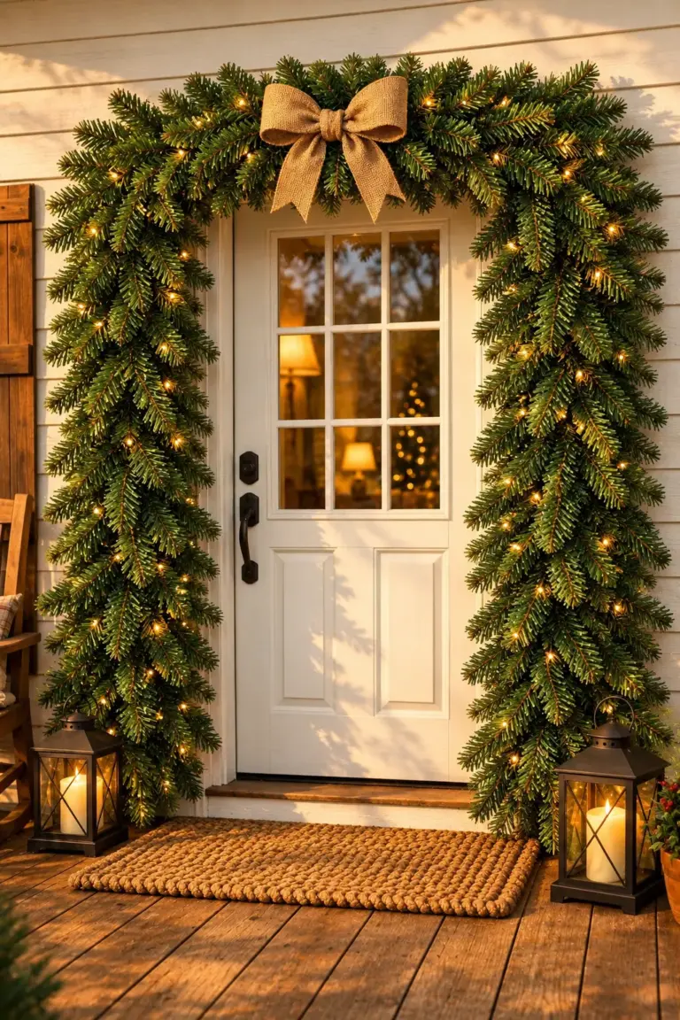 Old artificial Christmas tree branches and supplies for making a DIY porch garland