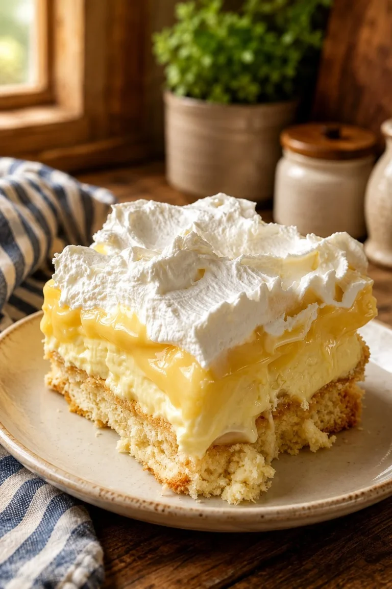Slice of Old-Fashioned Church Cake with a rich, moist texture and decorative icing.