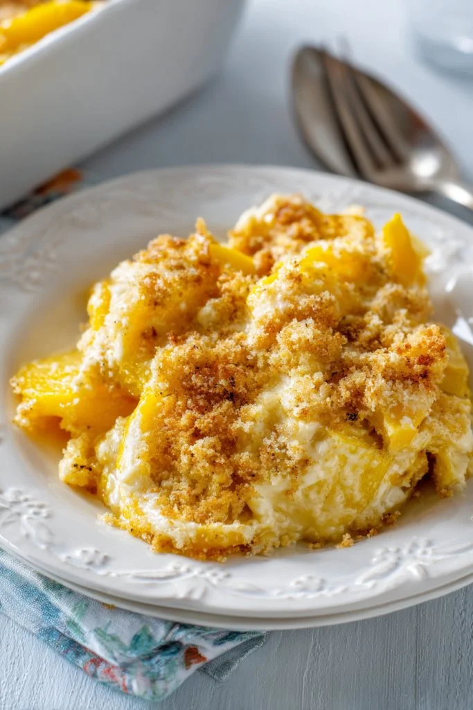 Delicious old-school squash casserole baked with cheese and breadcrumbs.