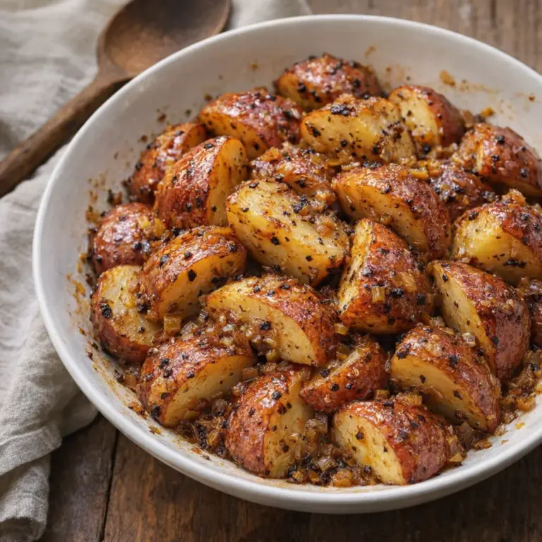 Serving bowl filled with slow cooker onion butter potatoes