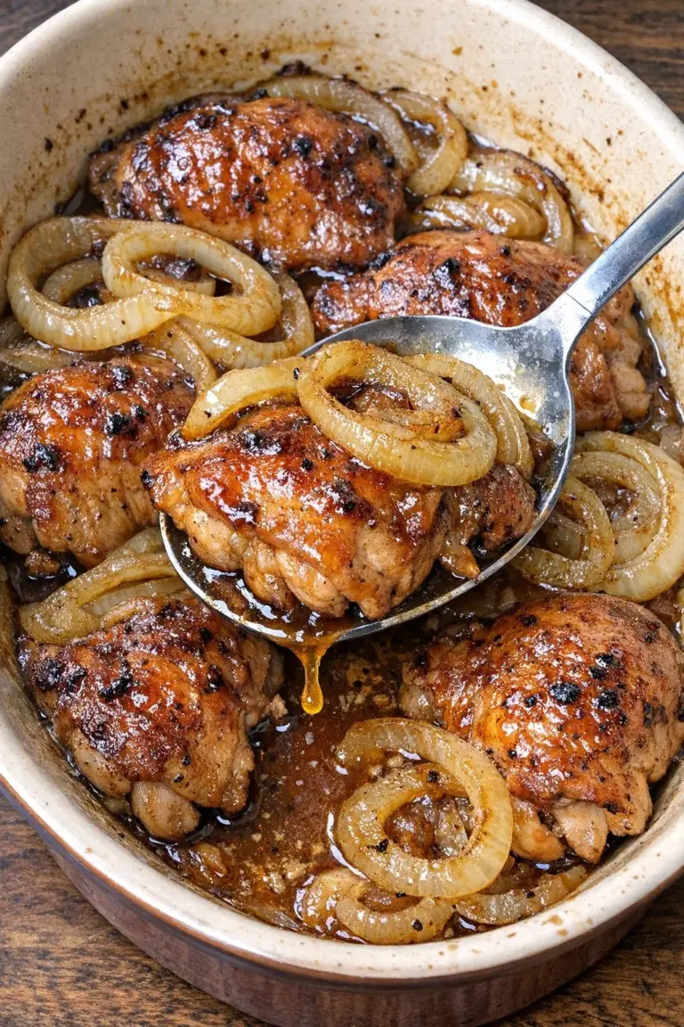 Oven baked 3-ingredient Chicken Charleston served on a plate