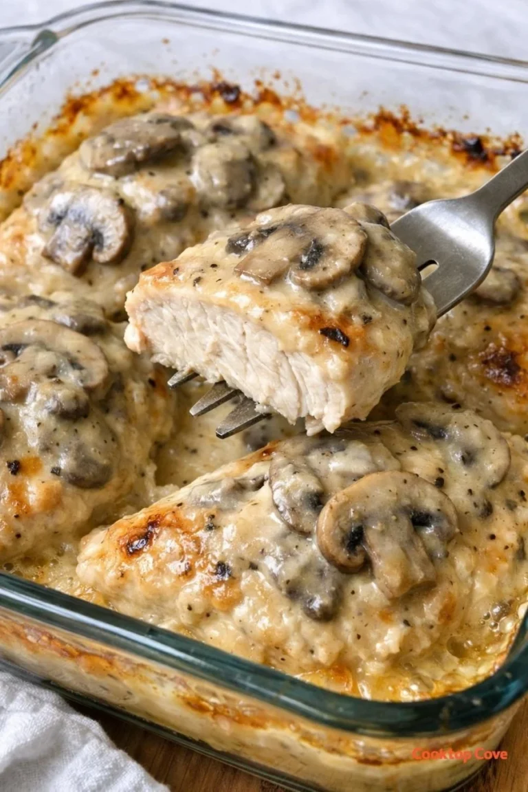 Delicious oven baked 3-ingredient chicken ready to serve.