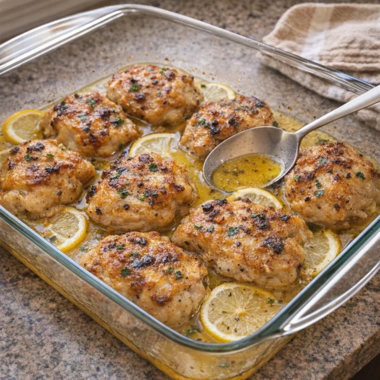 Oven Baked Chicken Francaise with three simple ingredients on a plate