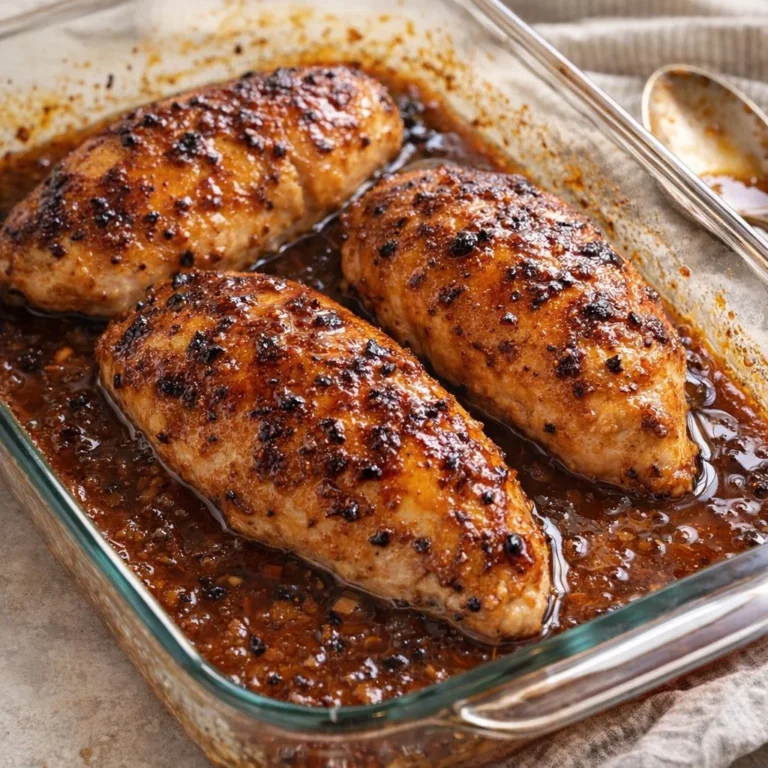 Oven Baked 3-Ingredient Chicken recipe with simple ingredients and rich flavor.