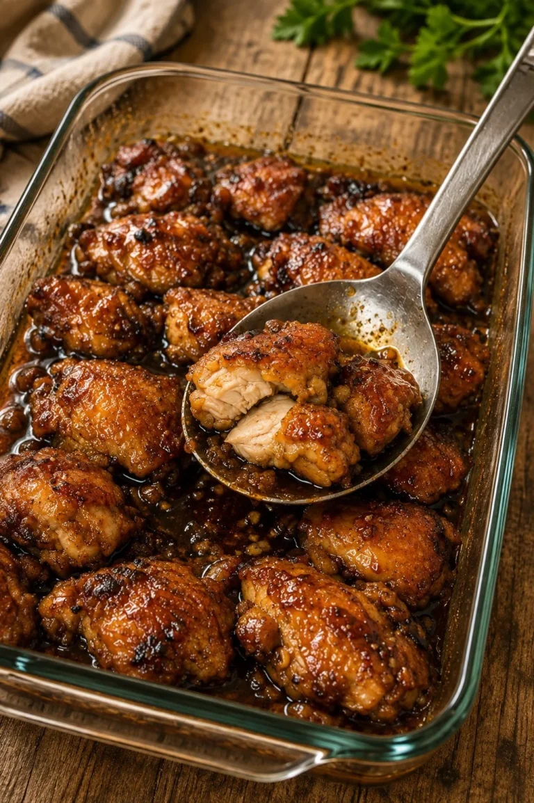 Oven-Baked 3-Ingredient Church Supper Chicken dish ready to serve.