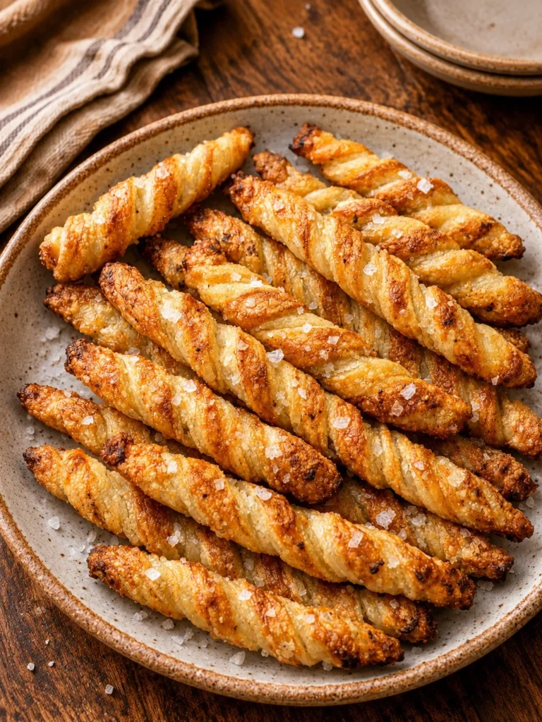 Oven baked crispy potato sticks twist with three ingredients ready to serve.