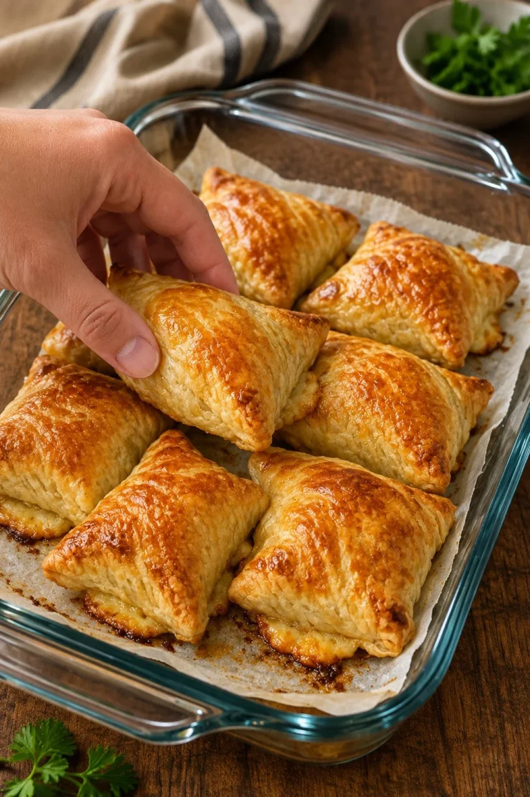 Oven baked 3-ingredient puff pastry pockets ready to enjoy
