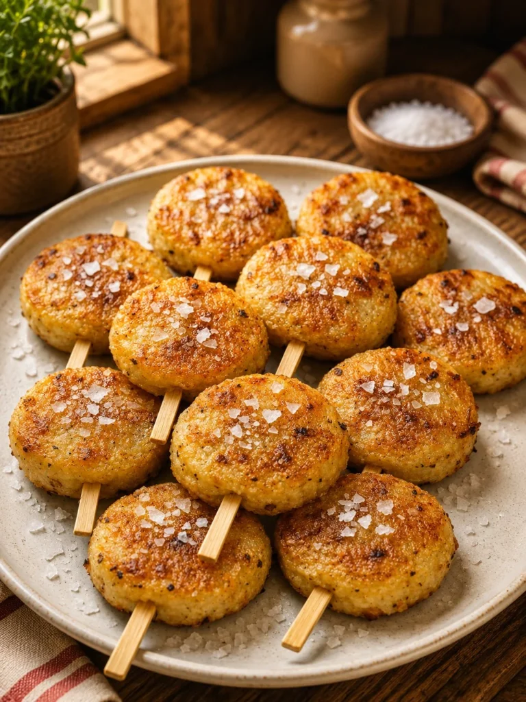 Oven baked crispy potato lollipops made with 3 ingredients, golden and delicious.