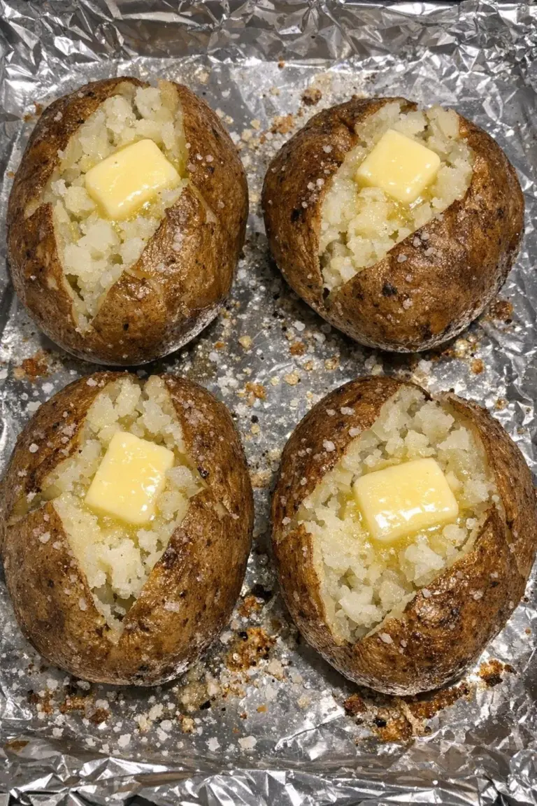 Three-ingredient oven-baked potato au four served on a plate