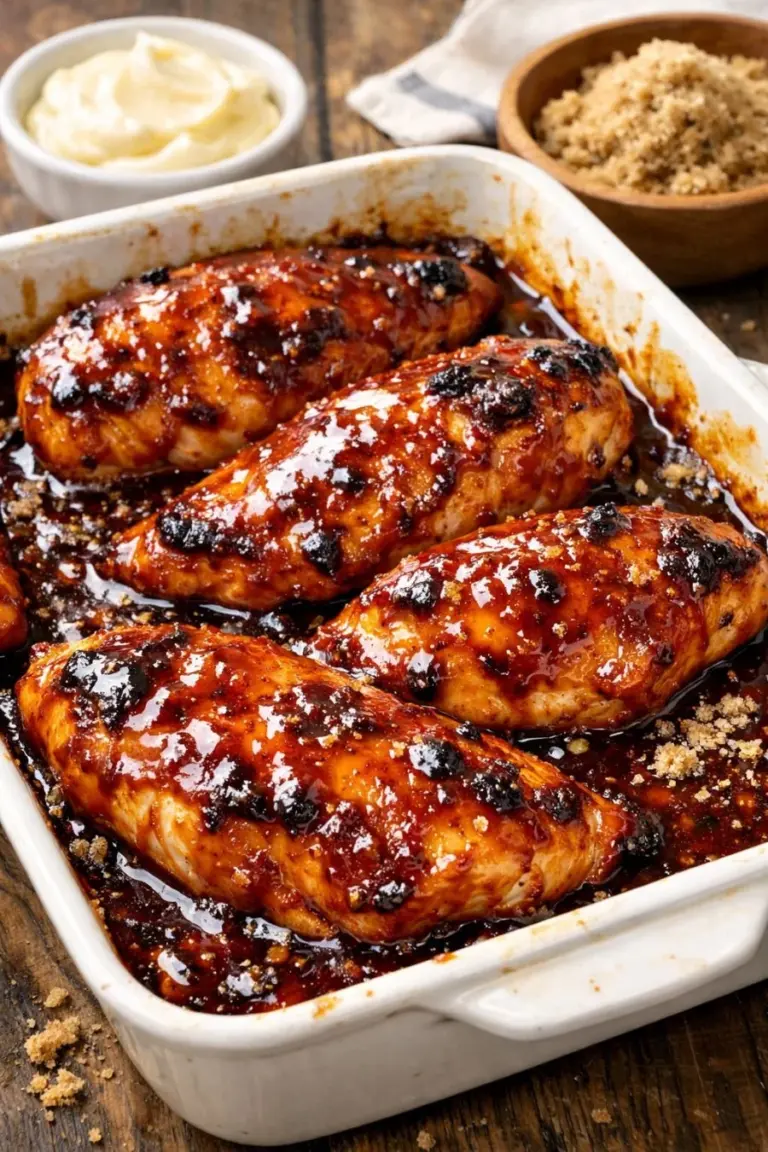 Oven Baked Amish BBQ Chicken with four simple ingredients