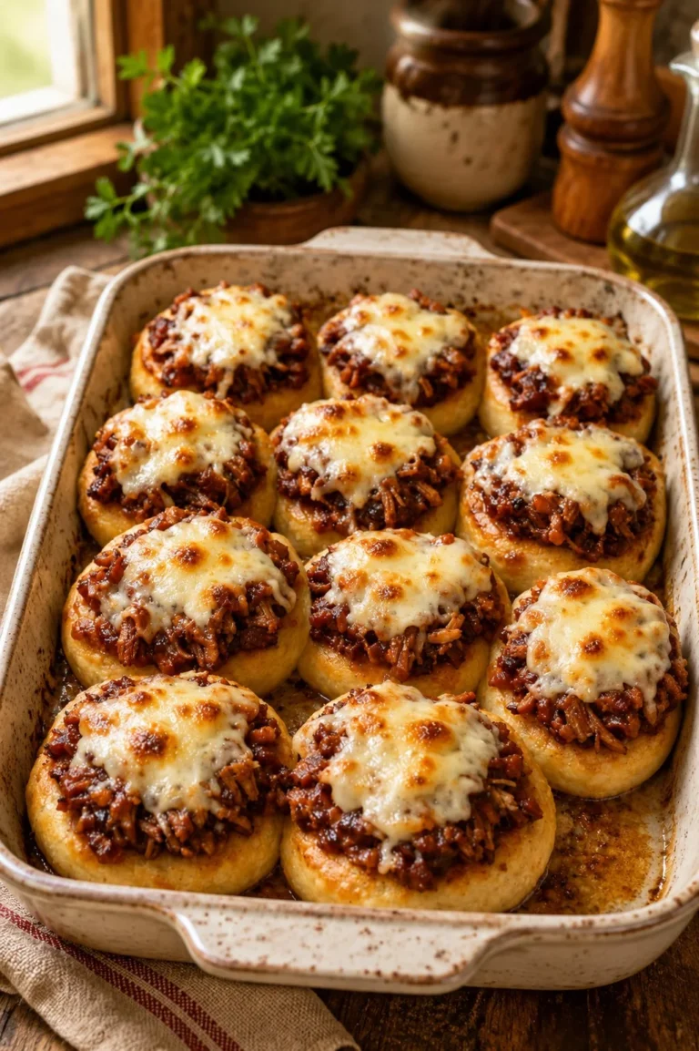 Oven baked BBQ beef pizza bites topped with cheese and barbecue sauce