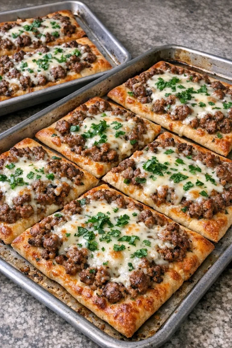 Oven baked beef flatbreads made with four simple ingredients