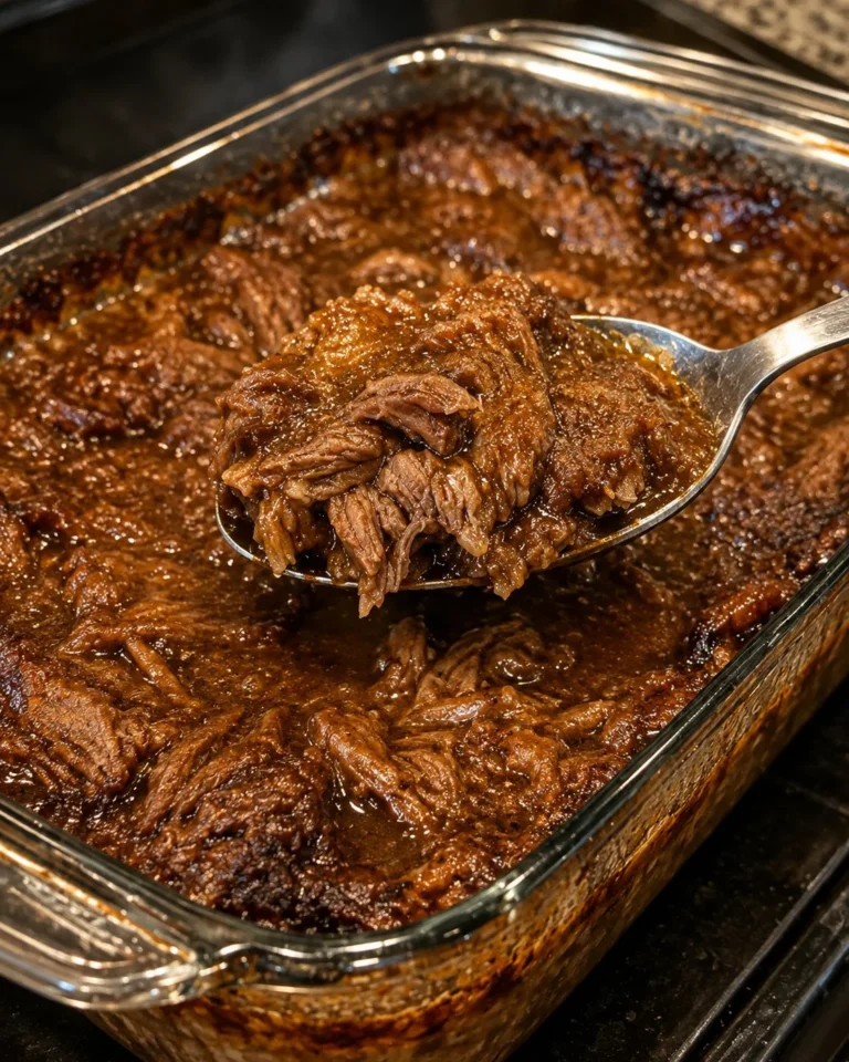 Oven Baked 4-Ingredient Beef Pendleton dish ready to serve.